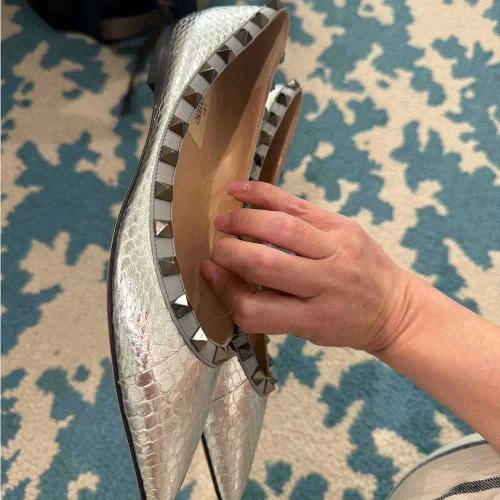 Valentino Silver Studded Women's Flats size 36